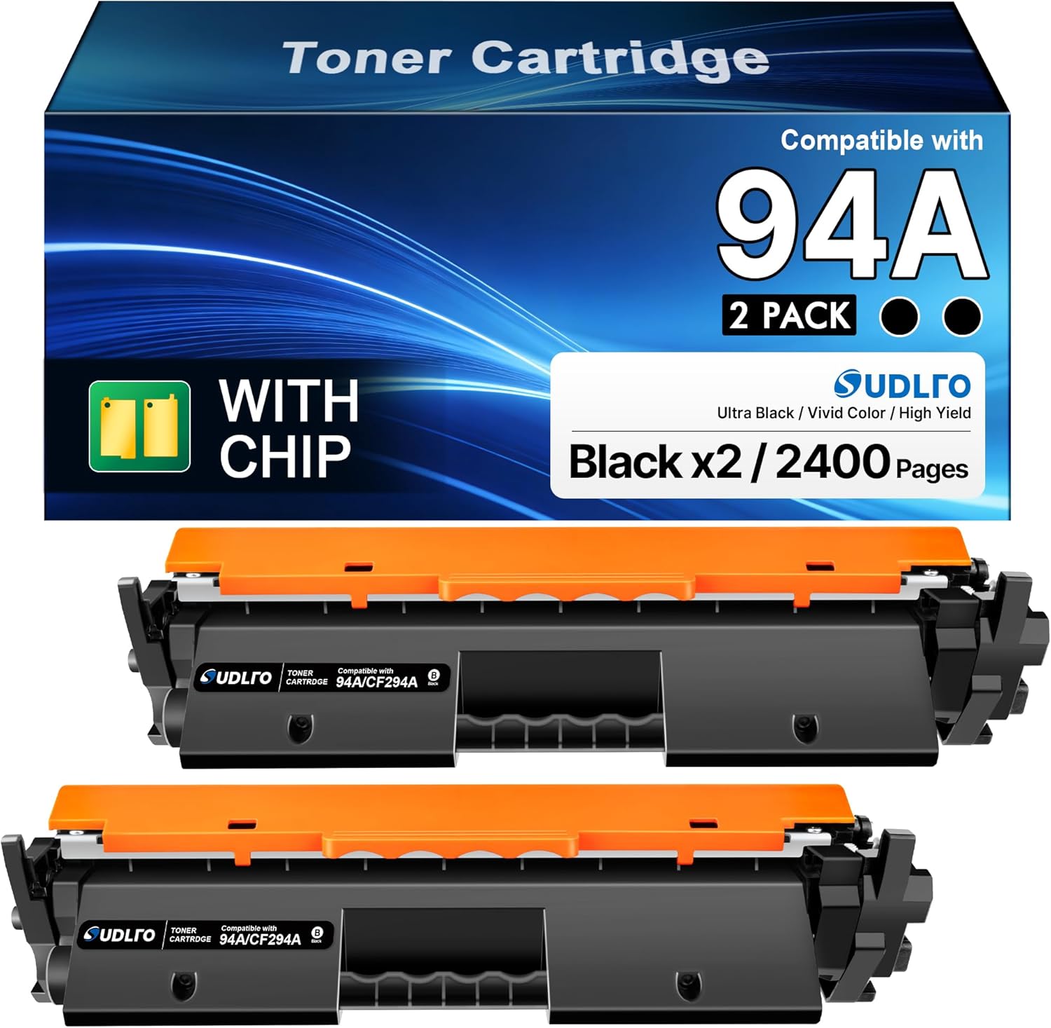 94A Toner Cartridge CF294A (with Chip) Replacement for HP 94A Toner Cartridge Black Compatible with Pro MFP M118dw M148fdw M148dw M149fdw, Pro M118 M148 M149 Printer (Black, 2-Pack)