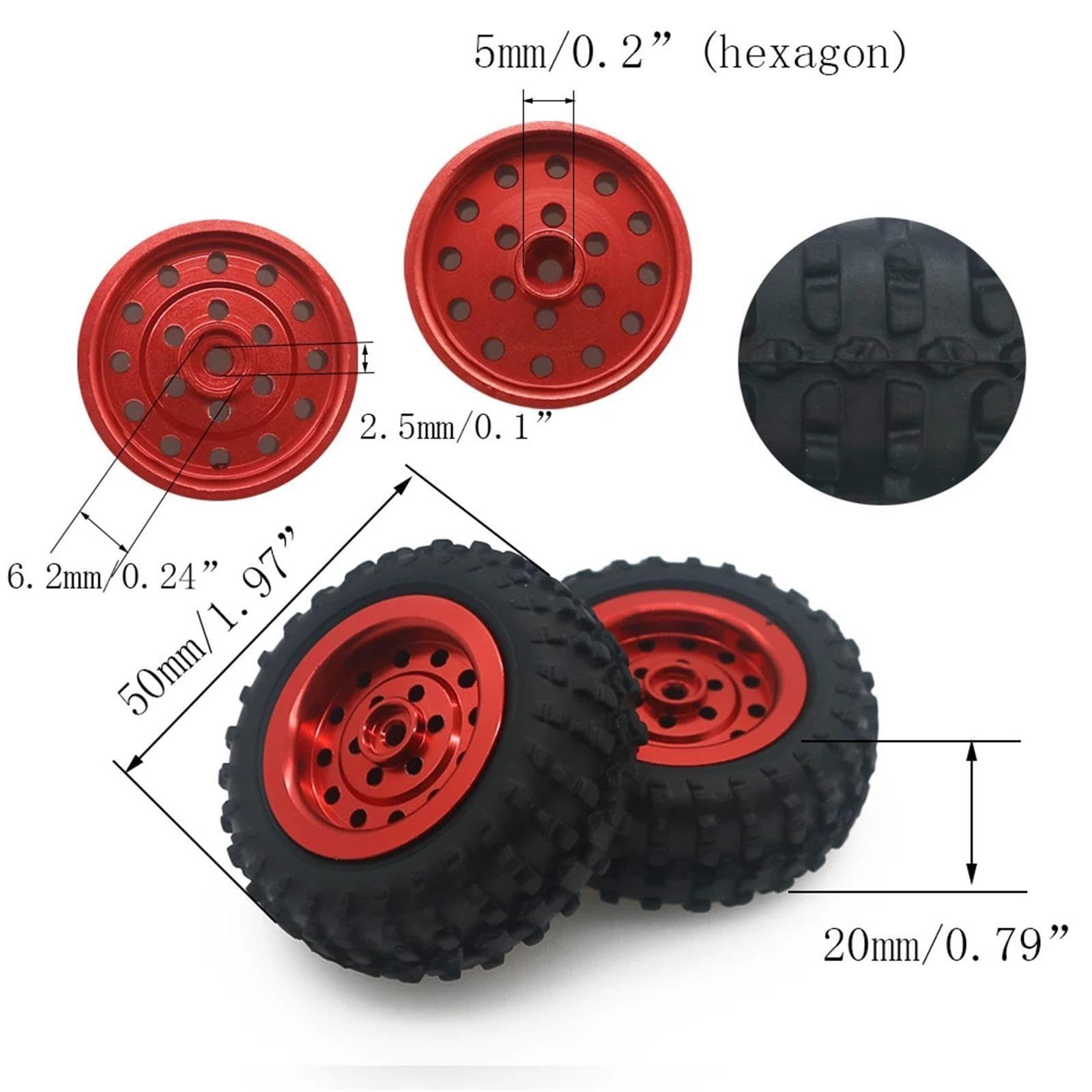 2 szt./zestaw 50 mm felga aluminiowa do modelu RC samochodu 1-10 WPL D12 Drift Truck Ulepszona część (D12-005T)