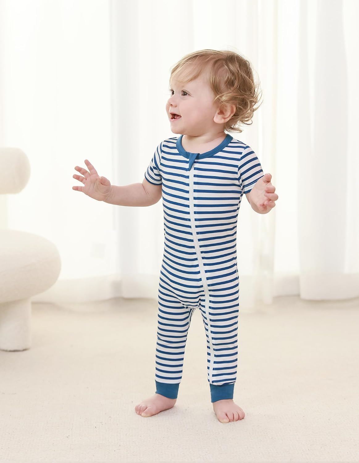 Baby Rompers Infant Boys Girls Pajamas Toddlers Onepiece Sleeper Jumpsuits Bamboo Viscose Zipper Romper 0-24Months