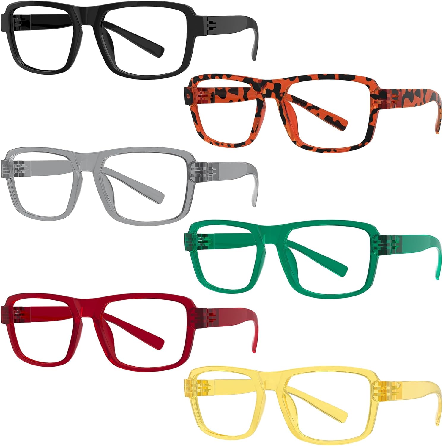 Eyekepper 6 Pack Blue Light Blocking Reading Glasses for Women and Men - Large Frame, Metalless Screwless Spring Hinges Computer Readers +2.50