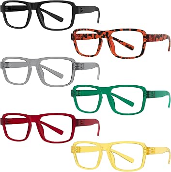 Eyekepper 6 Pack Blue Light Blocking Reading Glasses for Women and Men - Large Frame, Metalless Screwless Spring Hinges Computer Readers +2.00