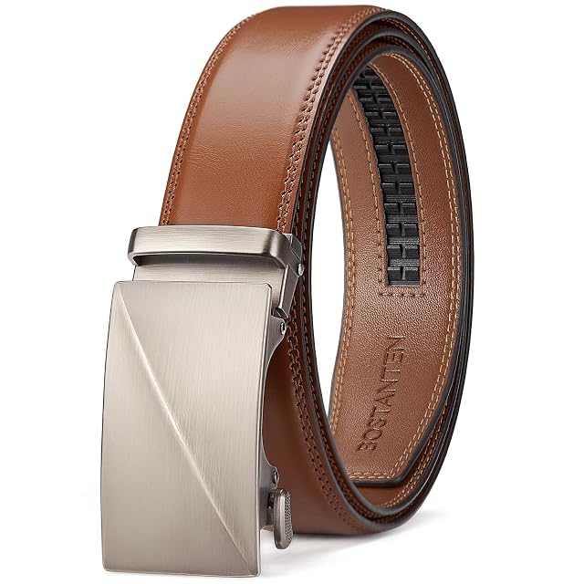 BOSTANTEN Mens Belt Leather Ratchet Belt For Men Dress and Casual with Adjustable Buckle Trim to Fit