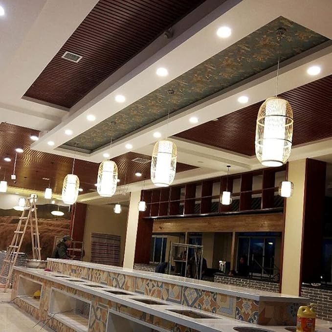 MODEBHD Chinese Stijl Bamboe Art Hanglamp, Hand Bamboe Weven Kroonluchter, E27 Traditionele Ambachten Decoratie Lamp, Voor Bar Slaapkamer Balkon Hanglamp photo 2