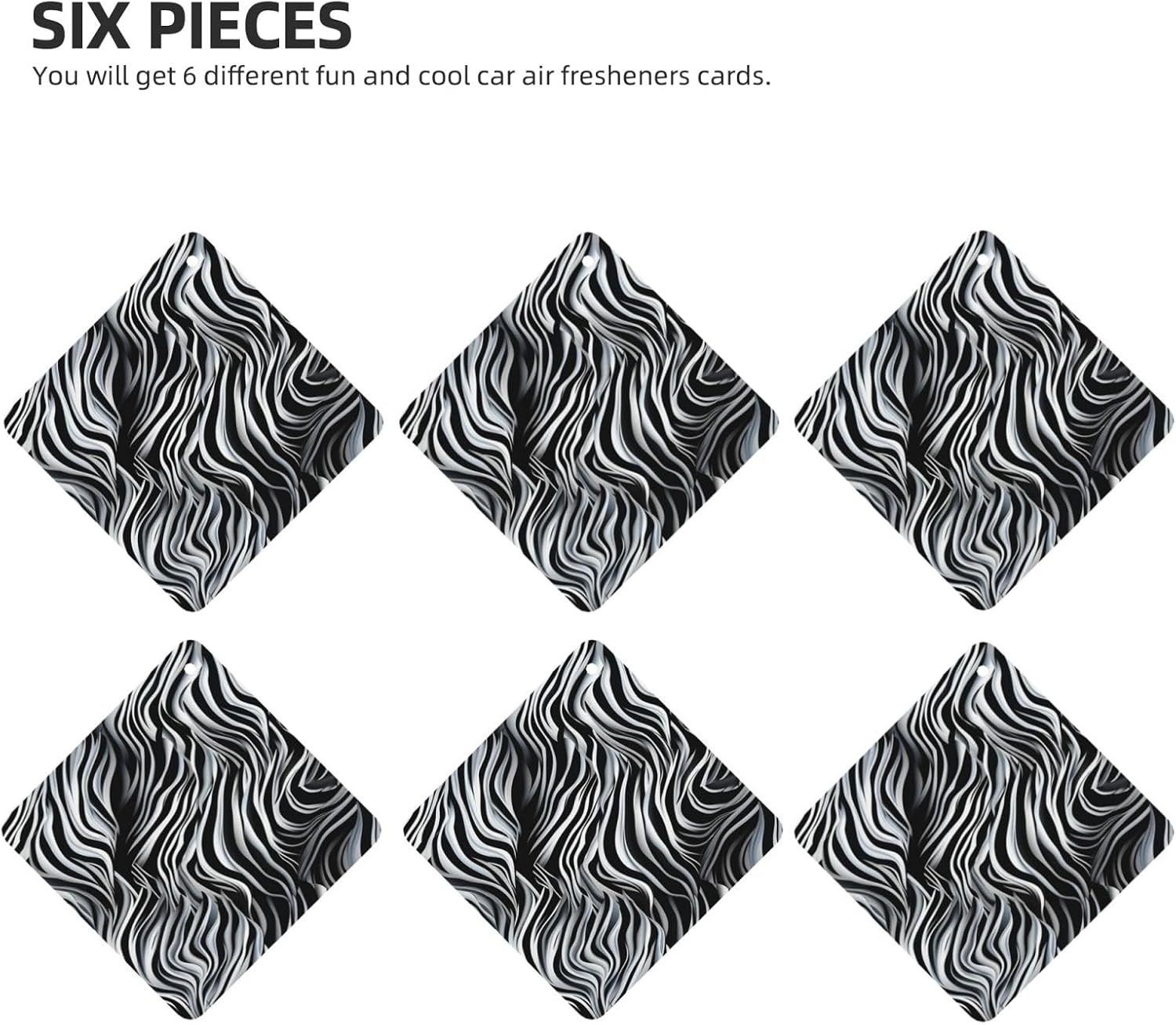 6 Pcs Car Air Fresheners Personalized Zebra Pattern Aromatherapy Tablets Hanging Fragrance Scented Cards Funny Incense Chips For Rearview Mirror Accessories image 2