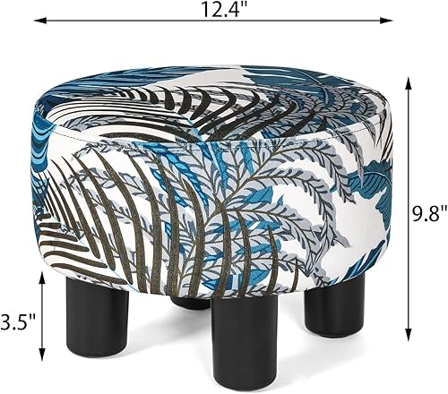 Miniatura 3 de Joveco Taburete pequeño otomano, reposapiés redondo corto bajo para silla, escritorio debajo de la oficina, sala de estar, estampado de hojas