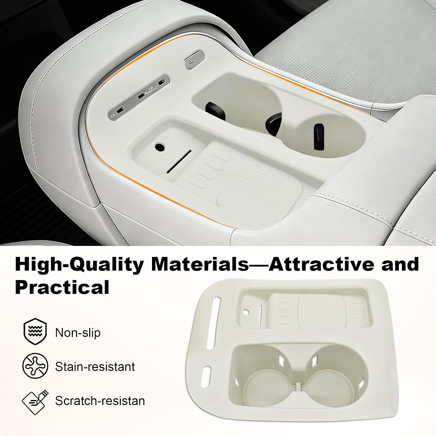 Cup Holder Insert and Wireless Charging Mat for Hyundai Palisade 2026 2027 image 4