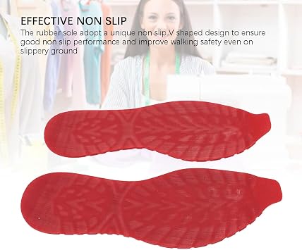 Non Slip Full Bottom Rubber Shoe Sole Replacement, V Shape Wear and Silent, Ideal for Shoe Repair Material, 12.68x4.53in (Red)