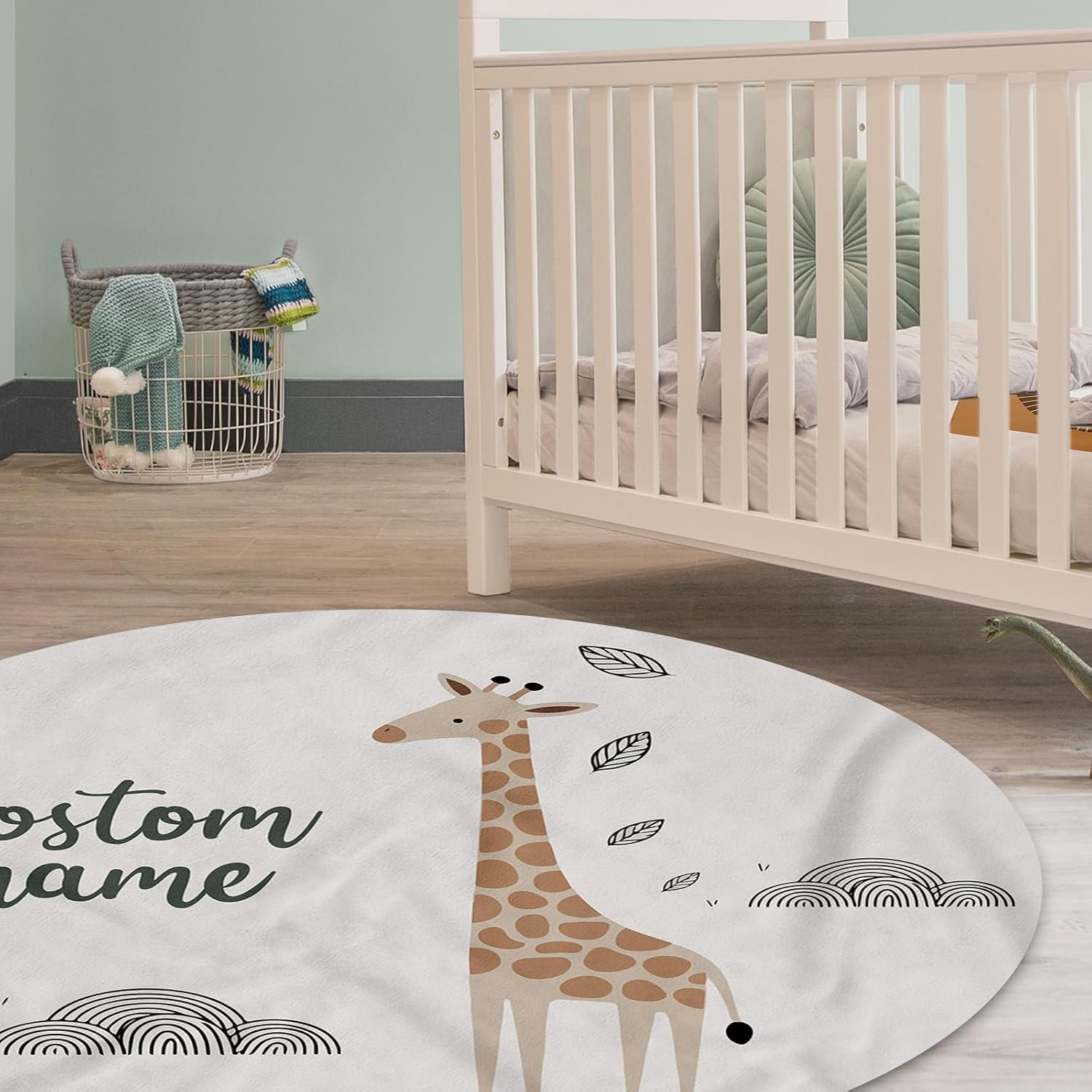 Personalized Baby Crib Bedding Set for Boys Girls, Custom Name Crib Set 4 Pcs - Minky Blanket, Fitted Crib Sheet, Nursery Rug & Wall Art, Giraffe Lion Pattern for Modern Baby Nursery Décor