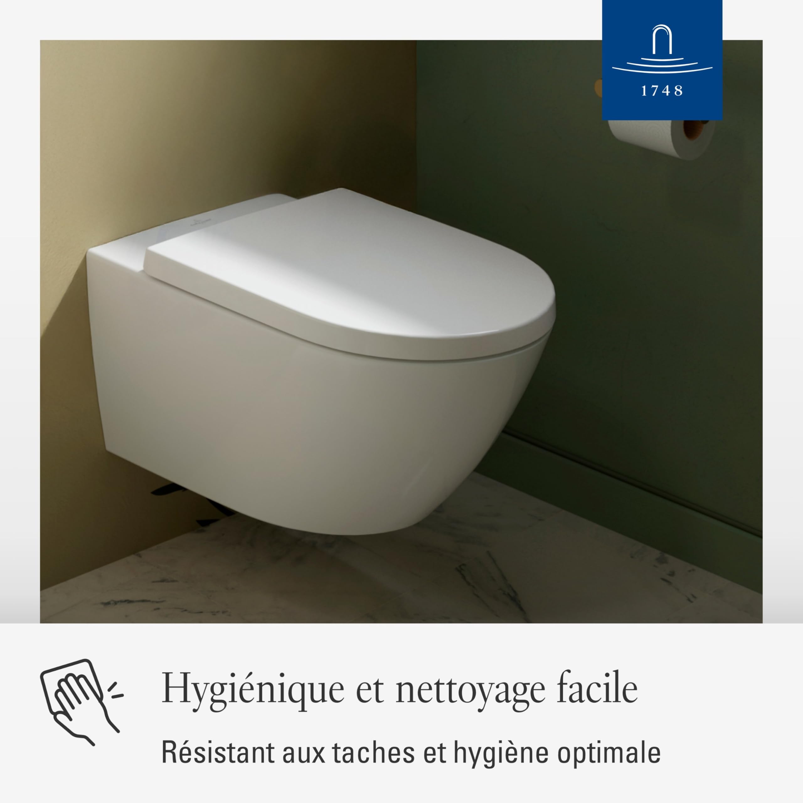 Villeroy & Boch Subway 3.0 abattant WC, forme en D – Blanc Alpin, brillant