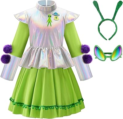 ReliBeauty Alien Costume for Girls Costume Kids Halloween Toddler,10-12/150