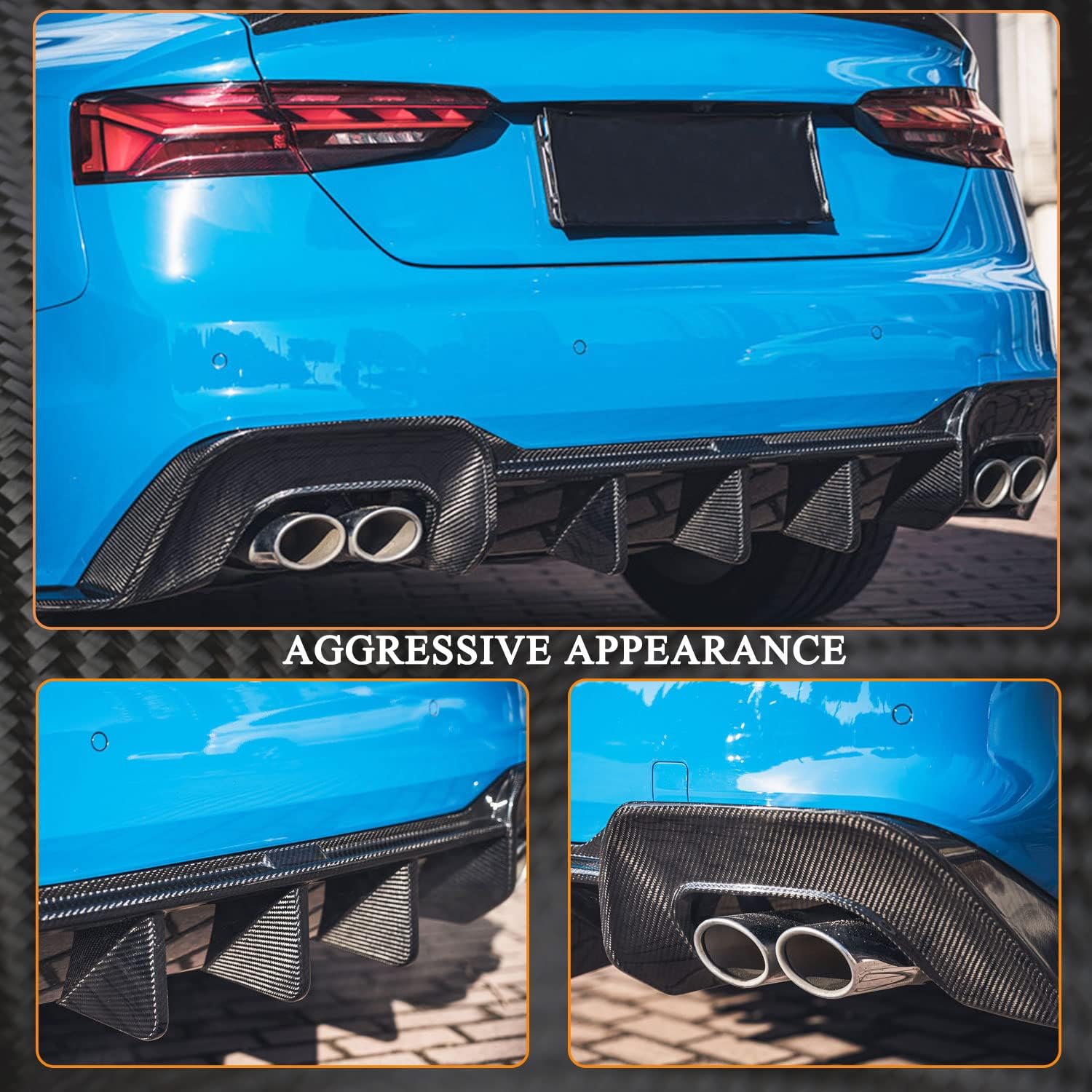 Dry Carbon Fiber Rear Bumper Diffuser Fits for Audi A5 Quattro S line S5 Sportback 2-Door 4-Door 2020-2021 Factory Outlet in Autoclave Molding Lower Bumper Lip Spoiler Body Kit