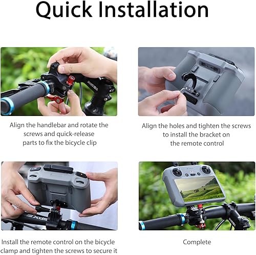 Miniatura 6 de Soporte de bicicleta para DJI RC 2, soporte de manillar de bicicleta aleación de aluminio RC 2 controlador de pantalla Soporte de bicicleta
