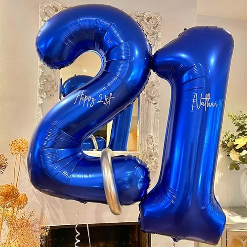 Miniatura 4 de Globos de color azul marino del número 25, globos de cumpleaños de 40 pulgadas, globos de cumpleaños de 25 o 52 globos grandes de aluminio de Mylar