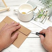 Vista 5 de Chinco Abrecartas de acero inoxidable, 2 piezas de abridor de sobres de acero inoxidable, cuchillo de sobre hoja de correo, soporte para tarjetas