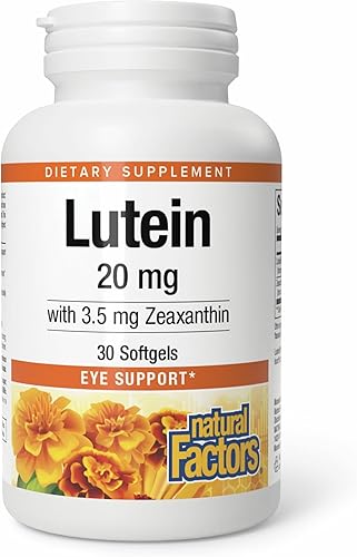 Natural Factors - Luteína 20 mg, antioxidante natural para apoyar la salud ocular, 30 geles blandos