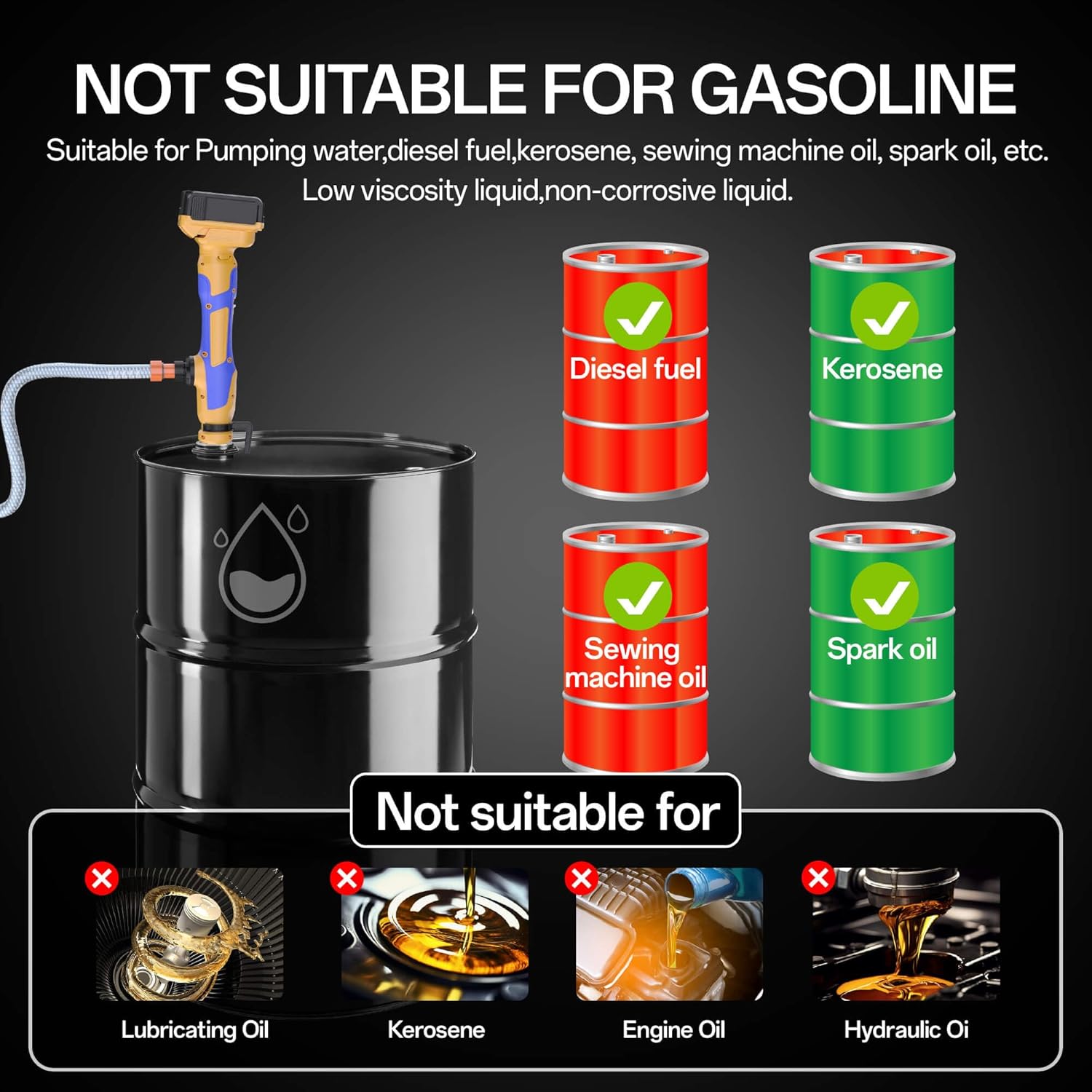 Cordless Stick Water Transfer Pump Compatible With Dewalt 20V MAX Battery, 720GPH High Flow, 32FT Lift, Portable Battery Powered Sump Pump For Pool, Garden, Boat, Fish Tank,RV & Homeowners (Tool Only)