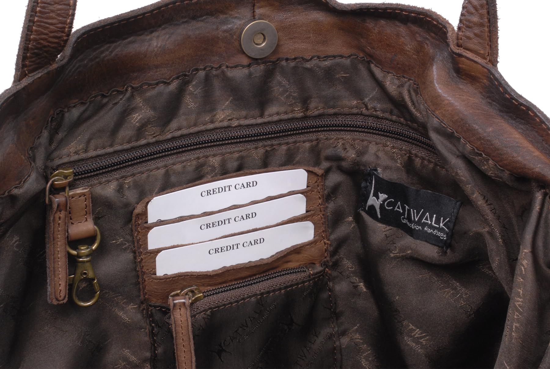 Catwalk Collection Handbags - Grande Tote Bag in Pelle Washed - Borsa a Spalla Donna - Borsa a Mano Formato A4 da Lavoro - Hazel
