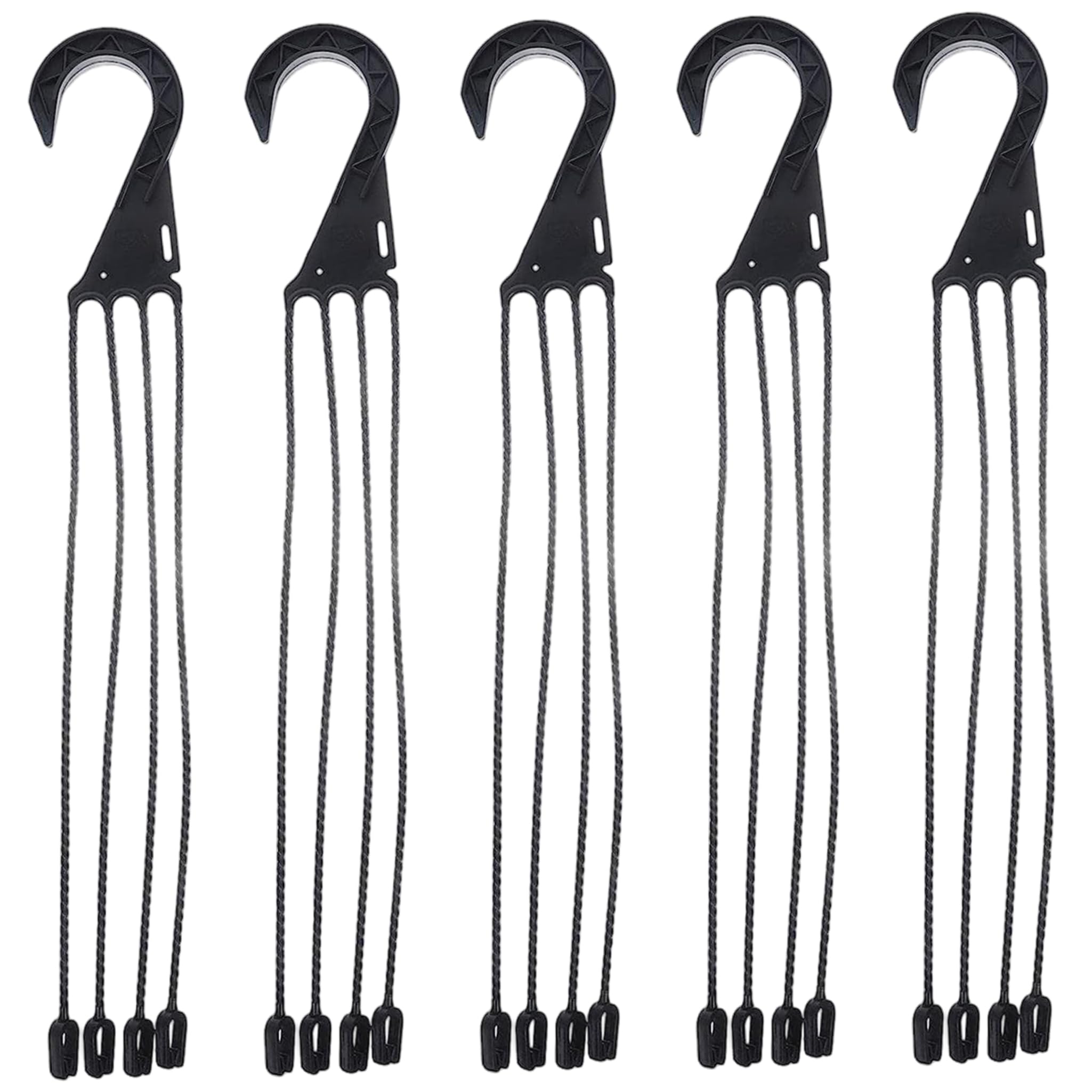 Takingup 5Pcs Hanging Basket Hooks 17.7 Inch Plastic Hanging Basket Chain with 4 Hooks for Flower Pot Bird Feeders Lanterns Black