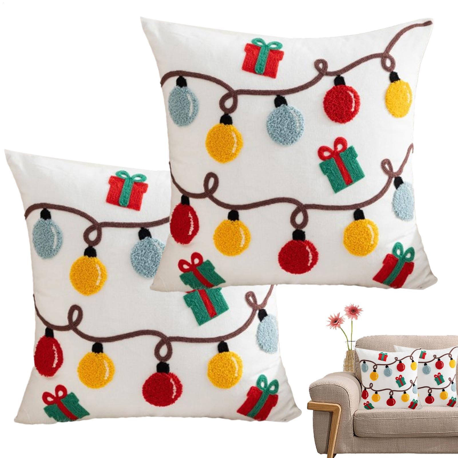 Coussins de Noël pour canapé : lot de 2 taies d'oreiller de vacances d'hiver