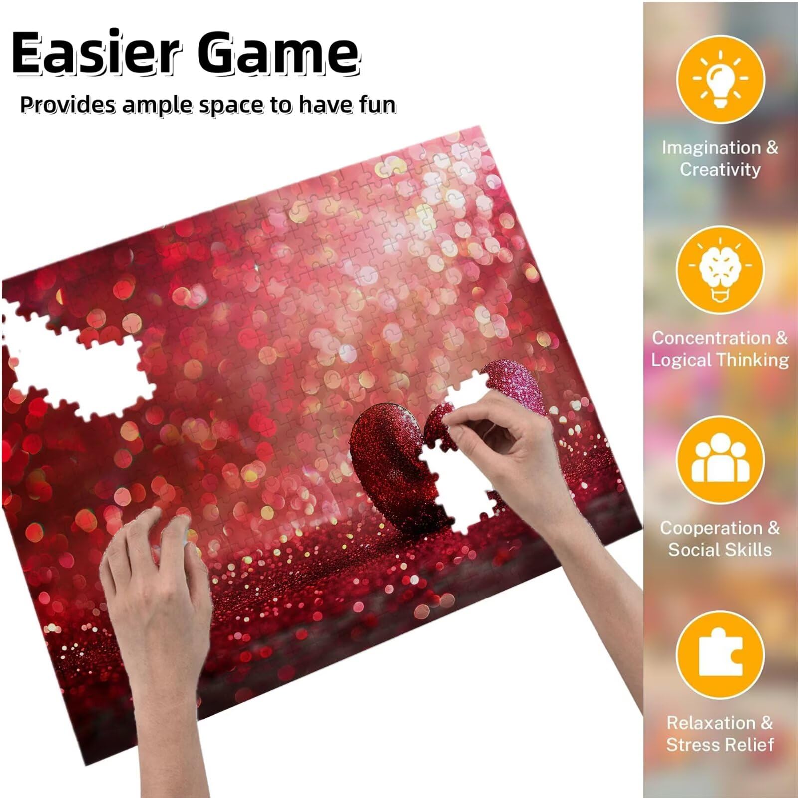 Jigsaw Puzzle, 1000 Pezzi Puzzle Classici, Amore Puzzle Rilassamento Intelligence, Mpossibile Difficile Puzzles impegnativo per adulti Puzzles per Gioco Familiare, Regalo per Amore Amico Rosso K0F-162