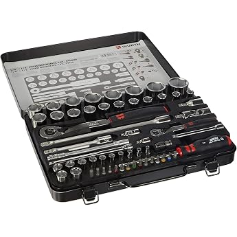W&uuml;rth Zebra 1/4 + 1/2 inch socket wrench set, 60-piece ratchet box ( 0965 090 59 )