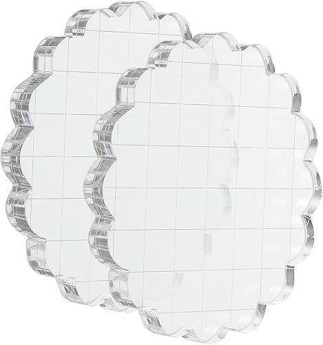 PATIKIL Bloque de sello acrílico de 3 pulgadas, paquete de 2 bloques de estampado transparentes con líneas de cuadrícula, bloques de montaje