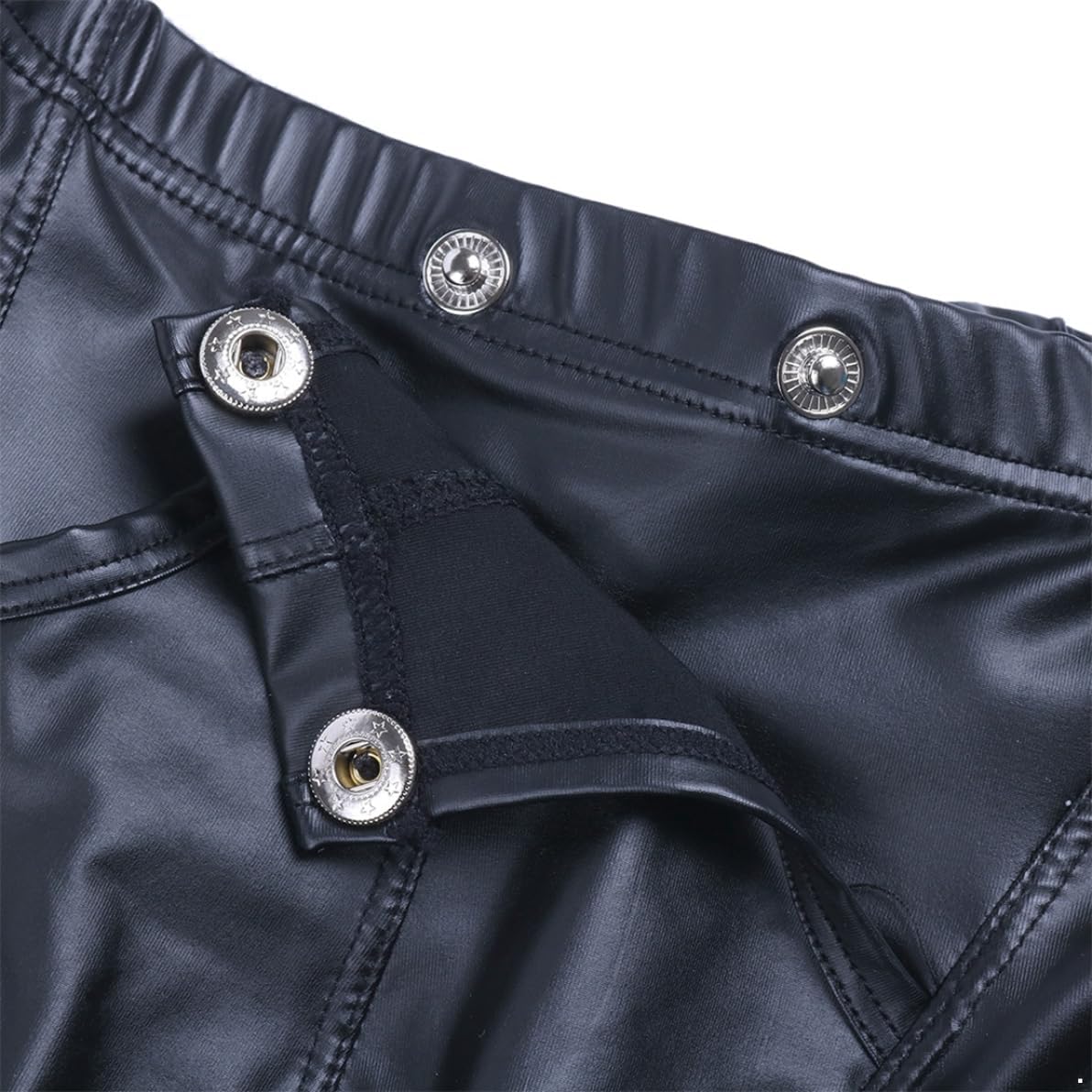 Sywiyi Men''s Wetlook Leather Shorts Bulge Pouch Zipper Boxer Briefs Sexy Lingerie Underwear