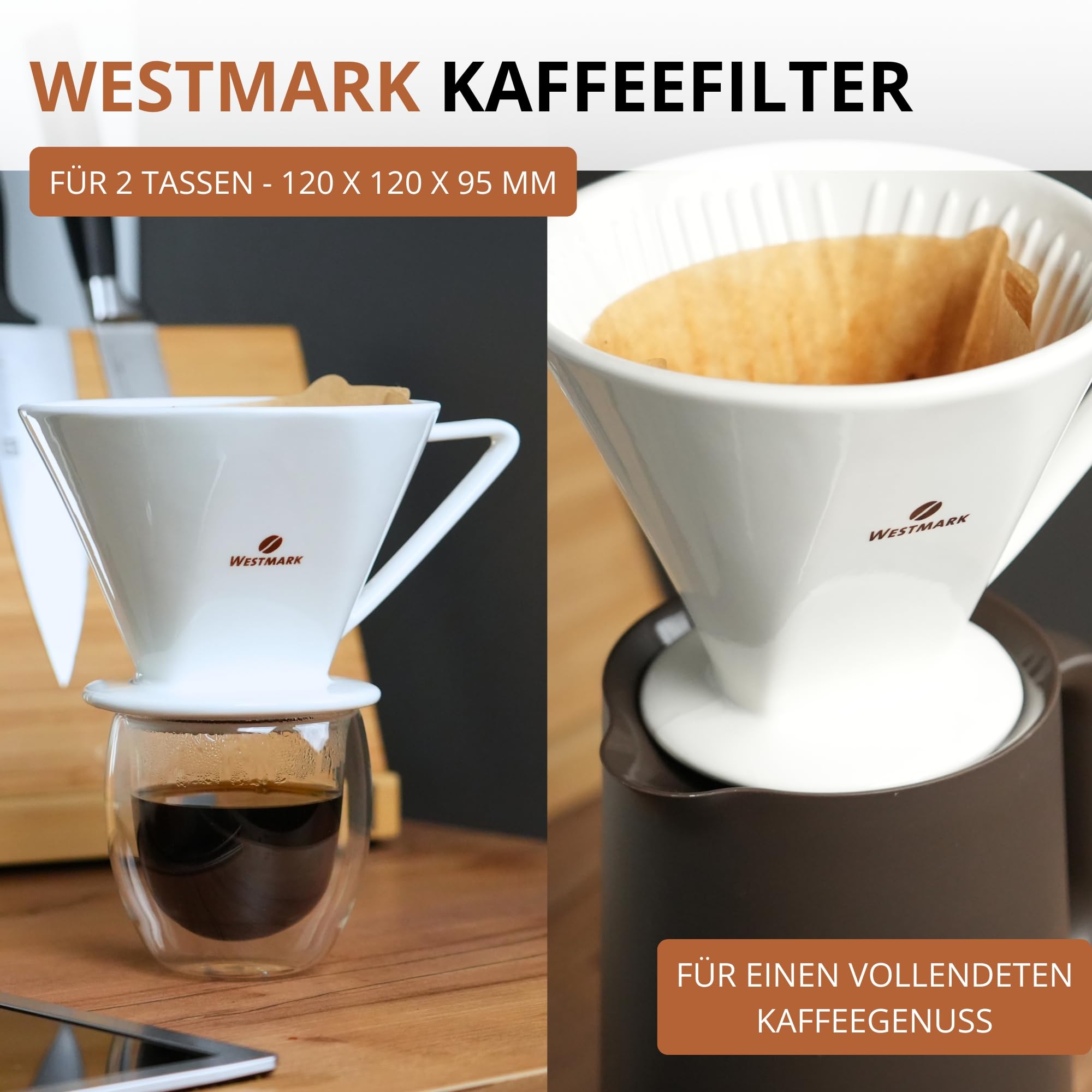 Westmark Porzellan-Kaffeefilter/Filterhalter, Filtergröße 4, Für bis zu 4 Tassen Kaffee, Brasilia, Porzellan, 24482260