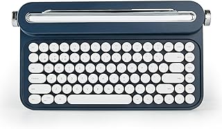 YUNZII ACTTO B305 Wireless Keyboard, Retro Bluetooth Typewriter Keyboard with Integrated Stand for Multi-Device (B305 English, Midnight)