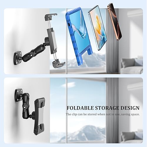 Miniatura 4 de OHLPRO Soporte para tablet para tablero de automóvil y camión, soporte resistente para iPad con abrazadera de doble resorte y base de taladro, brazo