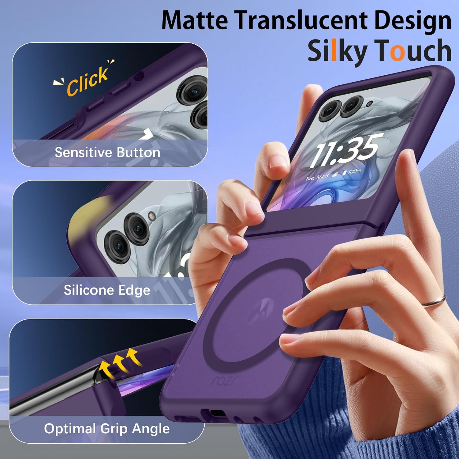 DUEDUE for Motorola Moto Razr 2026/2025/2024 Magnetic Case, Deep Purple image 5