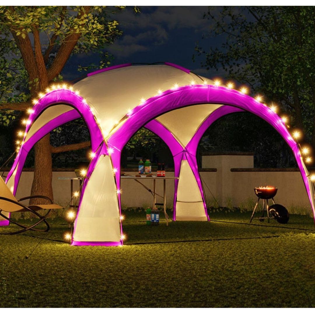 Tente de fête solaire LED rose 360 cm avec son sac de rangement pratique