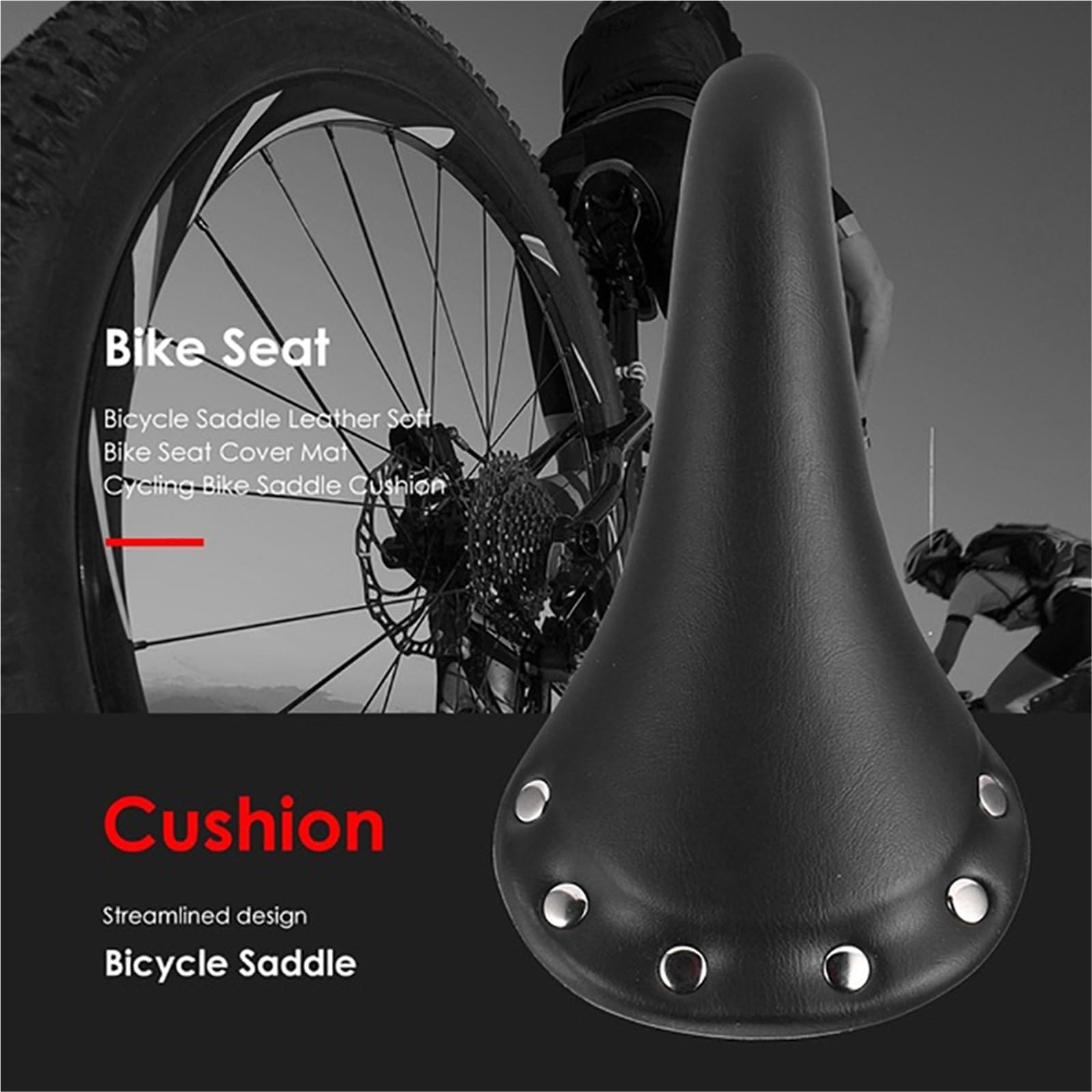 Fahrradsattel,Fahrrad Sattel Fahrradsattel PU. Leder MTB Rennrad Rivet Sitzkissen einzelne Geschwindigkeit Fahrrad braun Blauer Sattelabdeckung