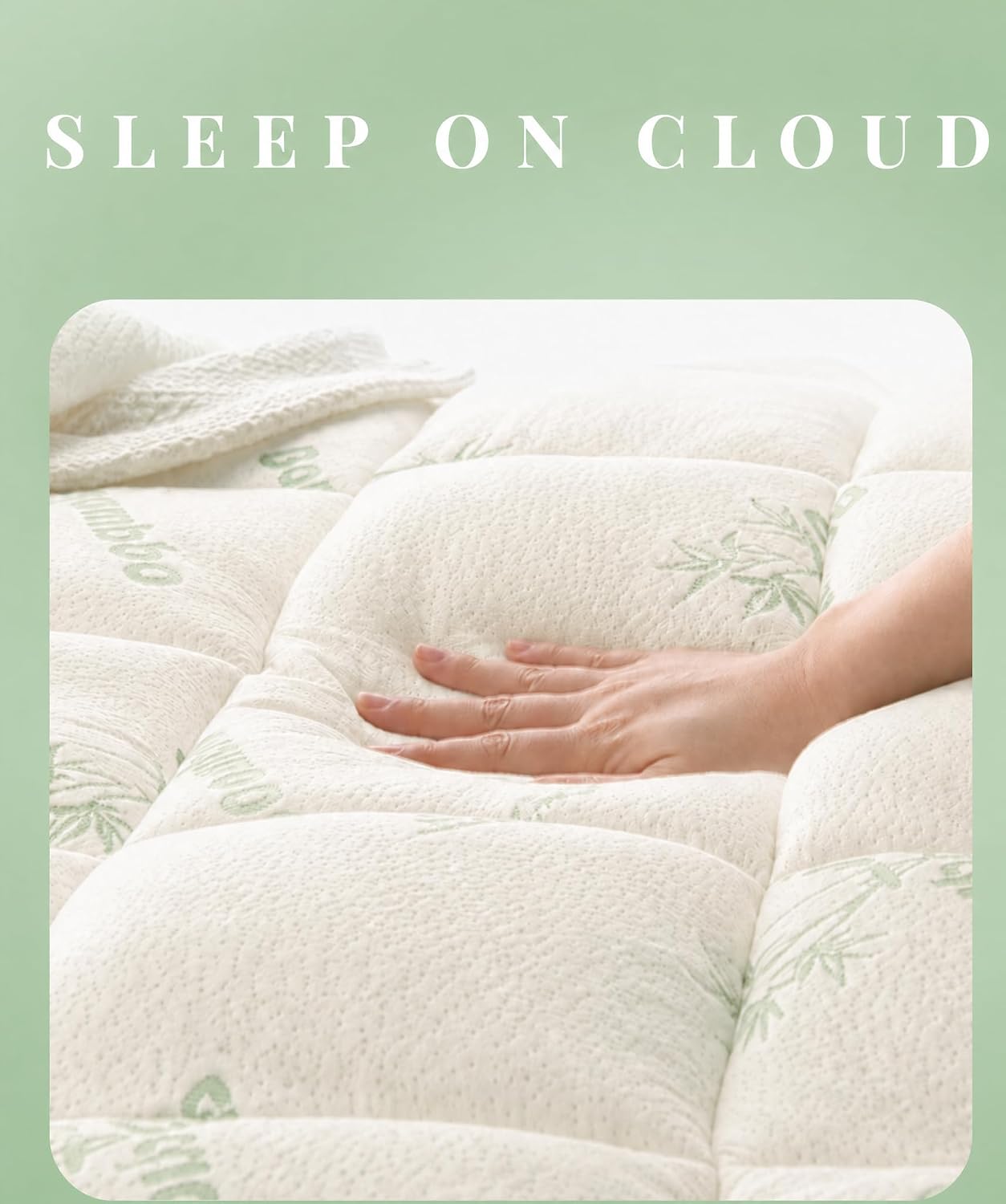 Viscose from Bamboo Mattress Topper Twin Size, Breathable Mattress Pad