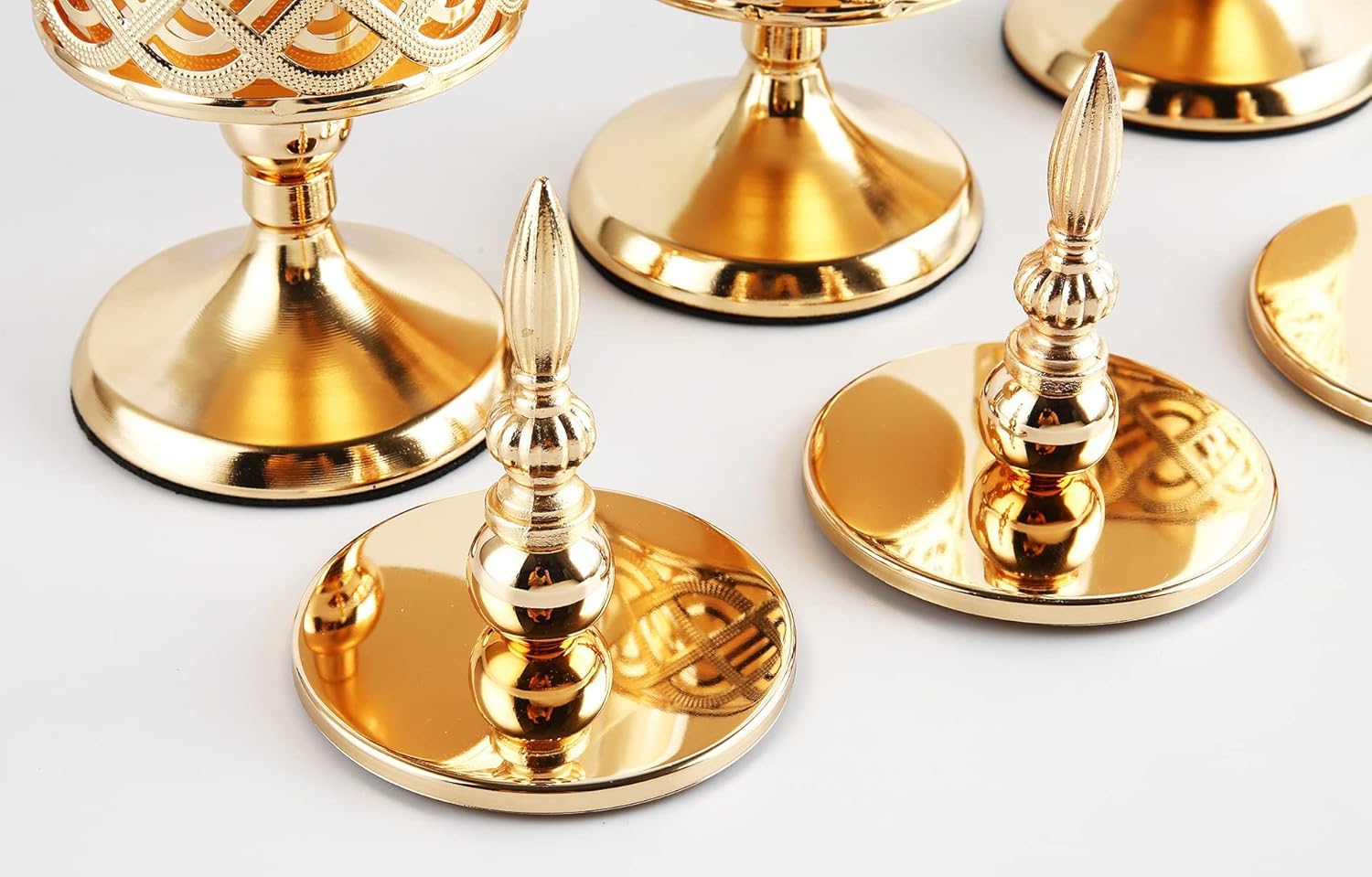 Gold Votive Candle Holders 11cm Diameter Scented Candle Holder Ornament with lid, Candlelight Dinner Home Wedding Christmas Decoration (Color : Gold, Size : 1PCS_30CM)