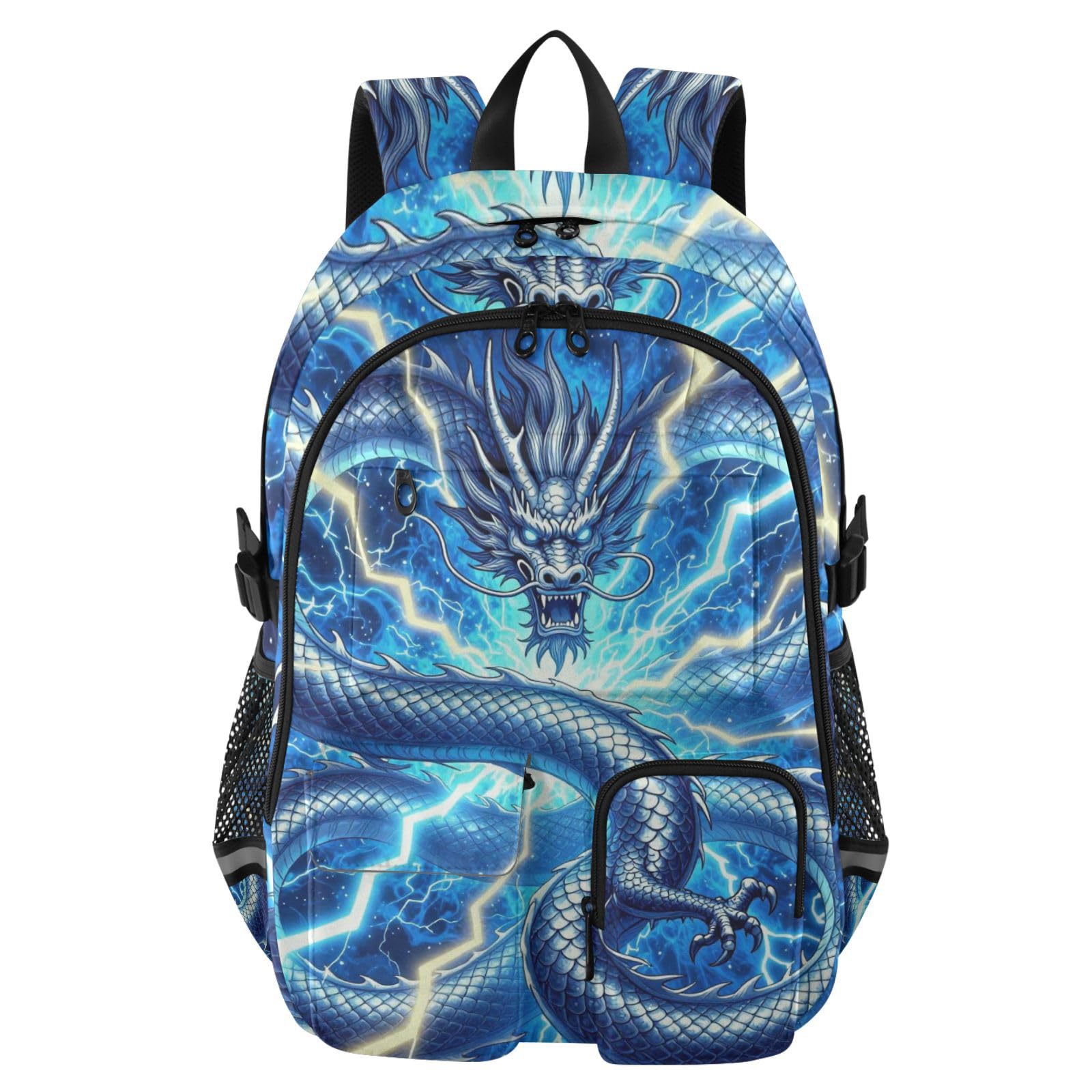 Mochila escolar de viaje juvenil juvenil grande con diseño de dragón 8