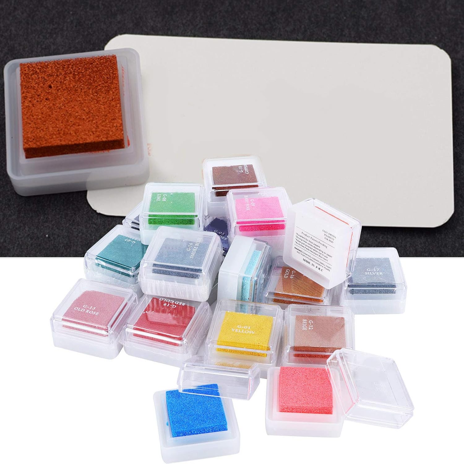 Ink Pad DIY Stamp 20 Colors, Non - Water - Based Sponge Ink Pads 3.3x3.3cm - Bright Pigments, Multi - Surface Use for Card Making, Scrapbooking, and Handcrafts