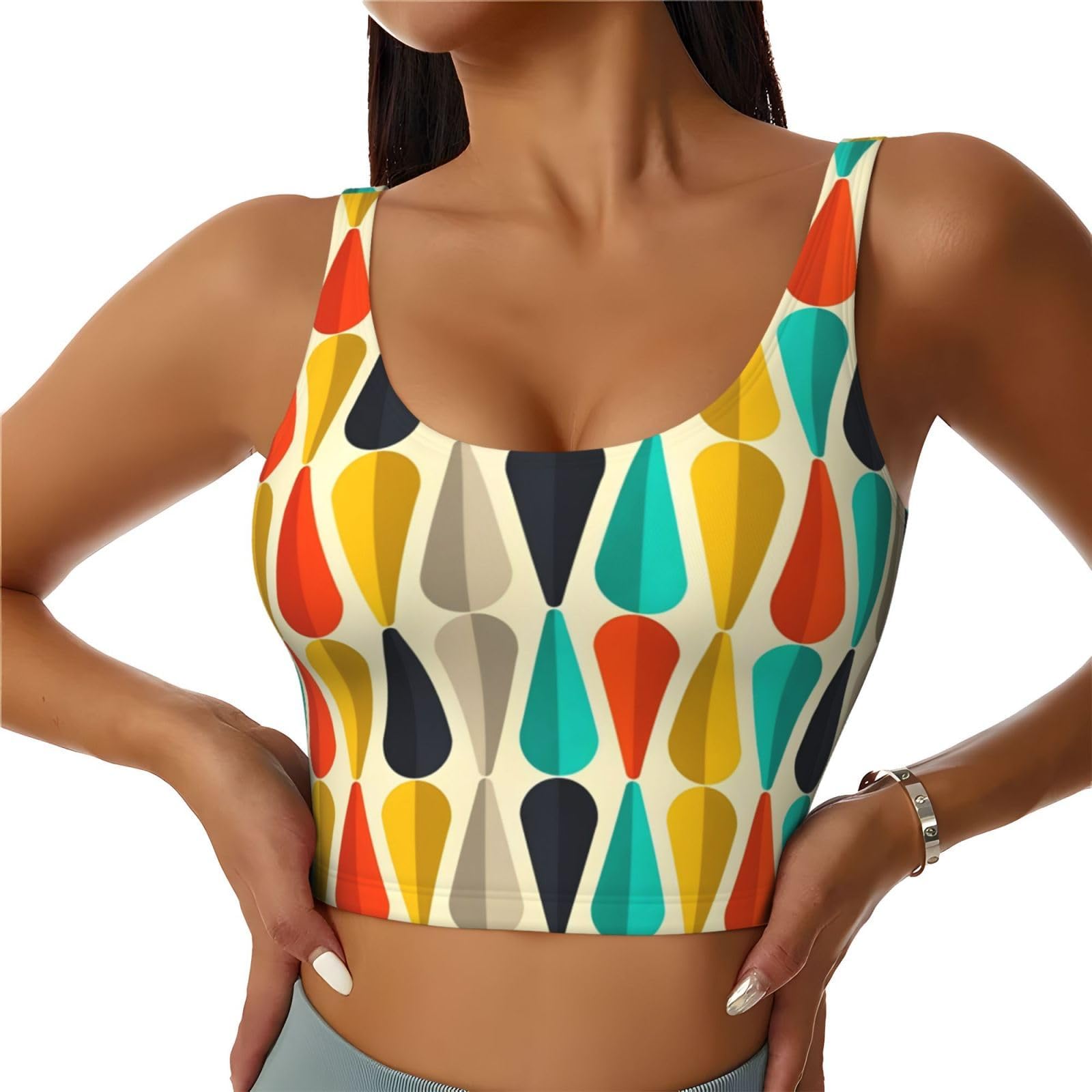 Orange Galaxy Women's Sports Bras Yoga Crop Tank Tops Workout Bra for Exercise Athletic Run Gym