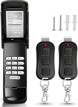 Garage Door Opener Keypad with 2 Garage Door Opener Remote for Liftmaster Chamberlain Craftsman, Wireless Keypad Keyless Entry Replaces 877/893MAX/893/971/371LM, Purple Yellow Red Orange Learn Button