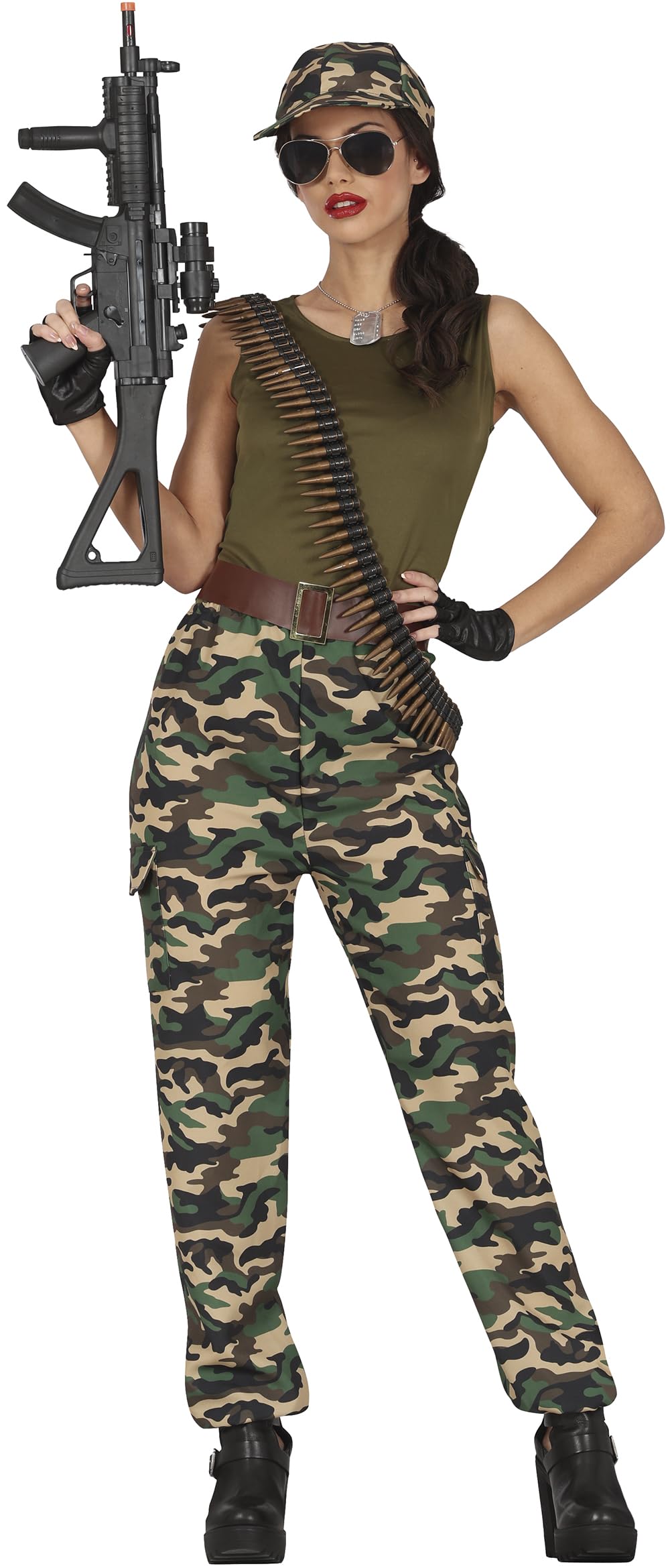 FIESTAS GUIRCA Warrior Soldier Fancy Dress Women - Army Fighter Costume - Green Military Fancy Dress Costumes for Women Size M