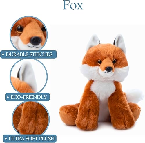 Miniatura 6 de The Petting Zoo Peluche de zorro, regalos para niños, animales salvajes del zoológico Onez, juguete de peluche de zorro de 9 pulgadas