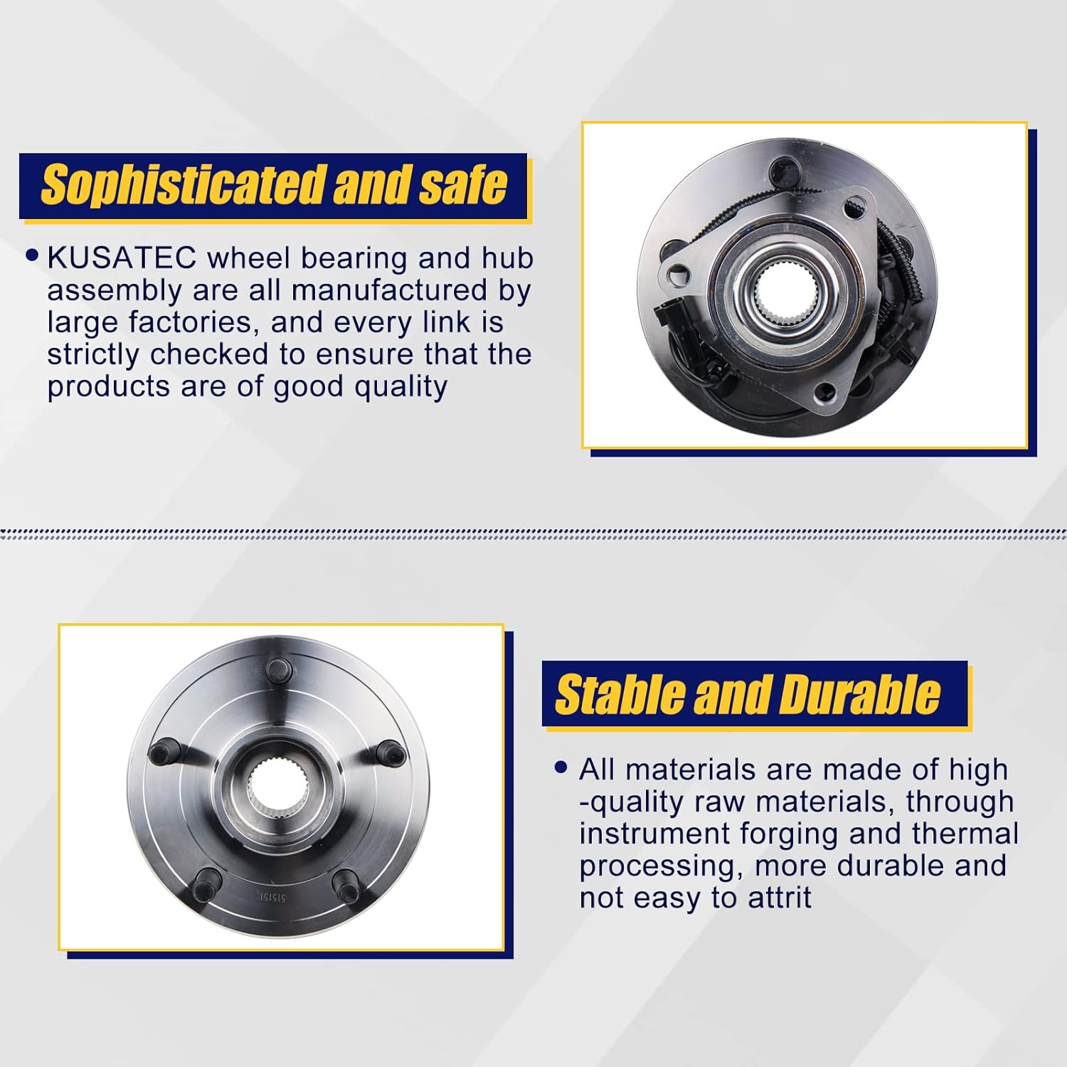 KUSATEC 515151 Front Wheel Bearing and Hub Assembly Compatible with for Ram 1500 2012-2018, for Ram 1500 Classic 2019, 5 Lug Bolts w/ABS