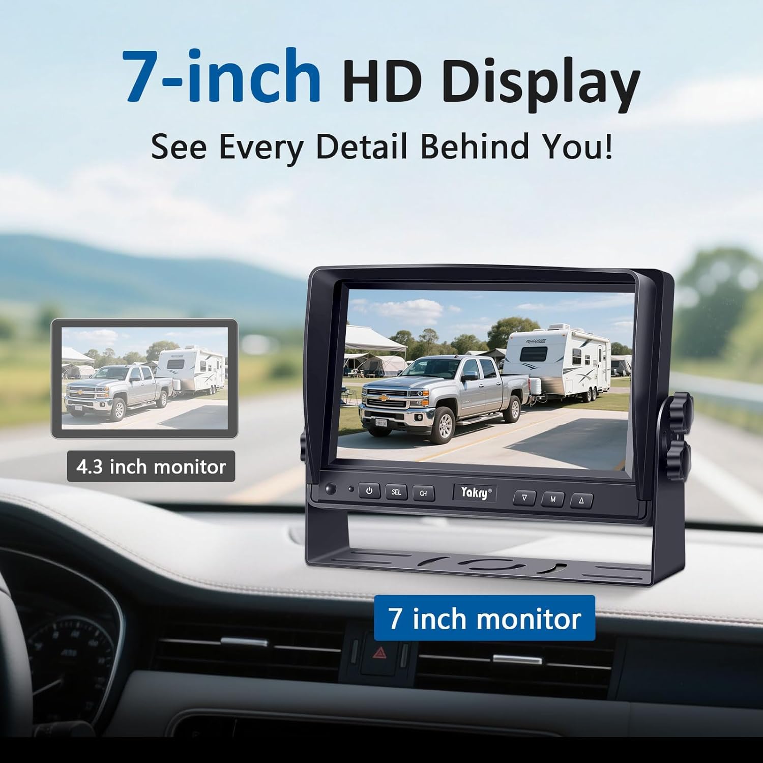 Dual RV Backup Camera for Truck - 7 Inch HD Split Screen Reverse Camera for Trucks, Easy Install, IR Night Vision, IP69 Waterproof - Rear Camera for Trucks, Trailers, RVs, Tractors