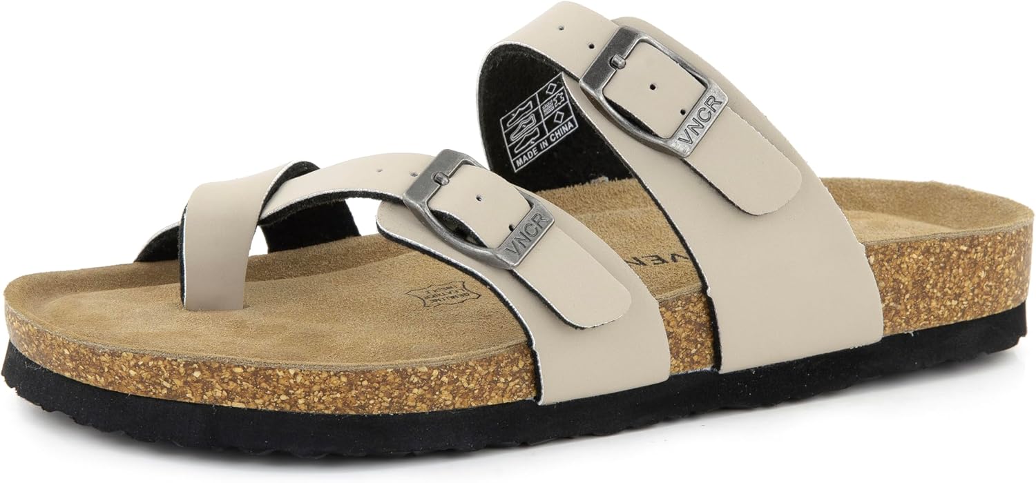 VENECORE Arena レディース コルク フットベッド サンダル 夏 快適 クッション スライド フラット スリッポン, ス