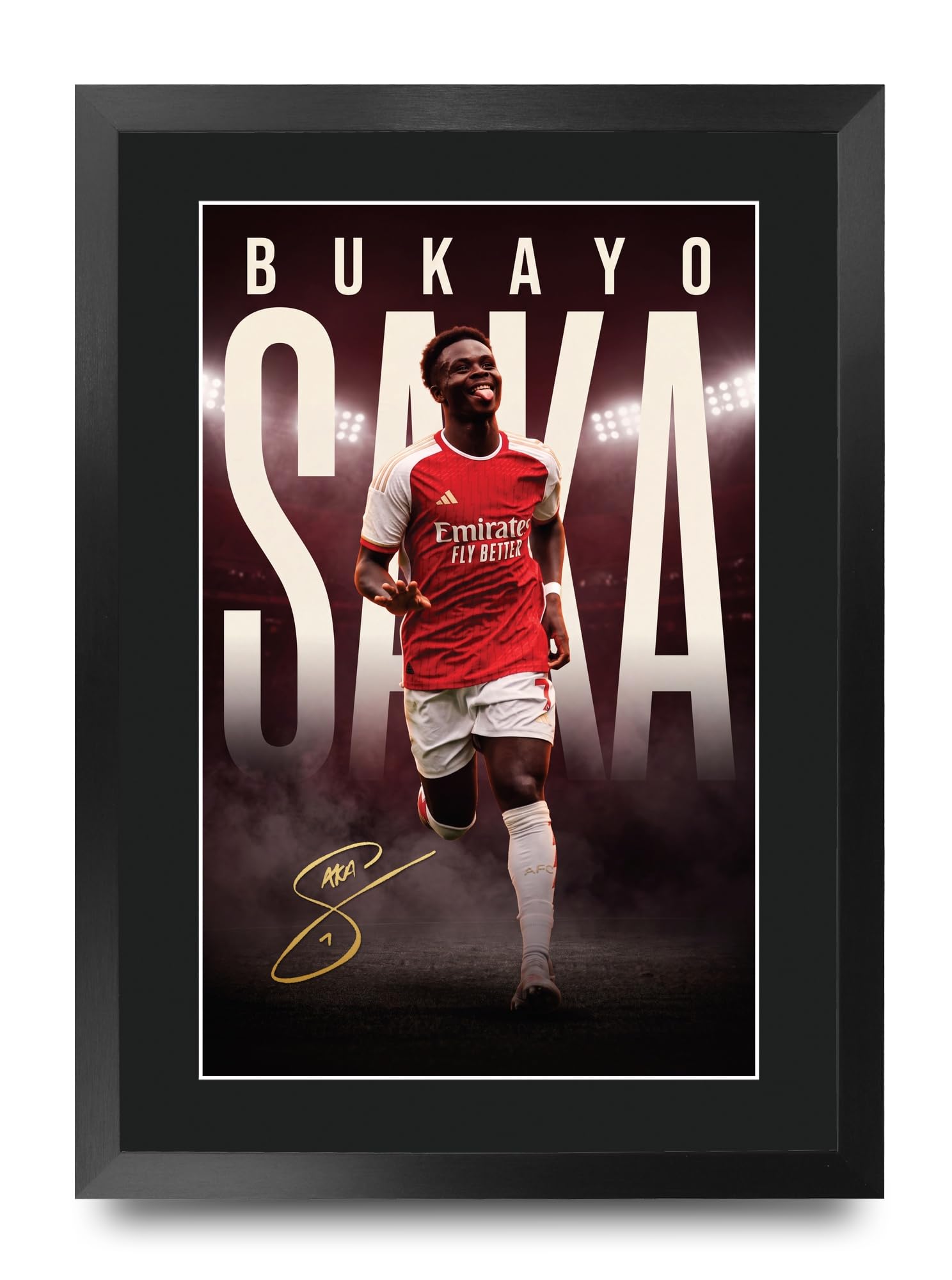 HWC Trading Bukayo Saka Signed Autograph Framed A3 Photo Display Gift