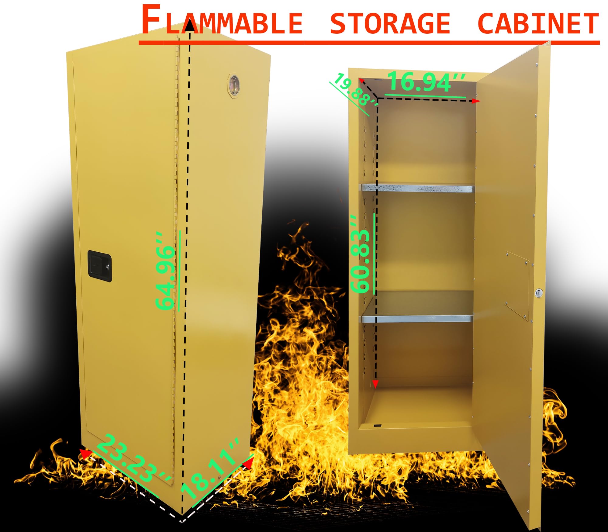 INTSUPERMAI Flammable Storage Cabinet Yellow, 23