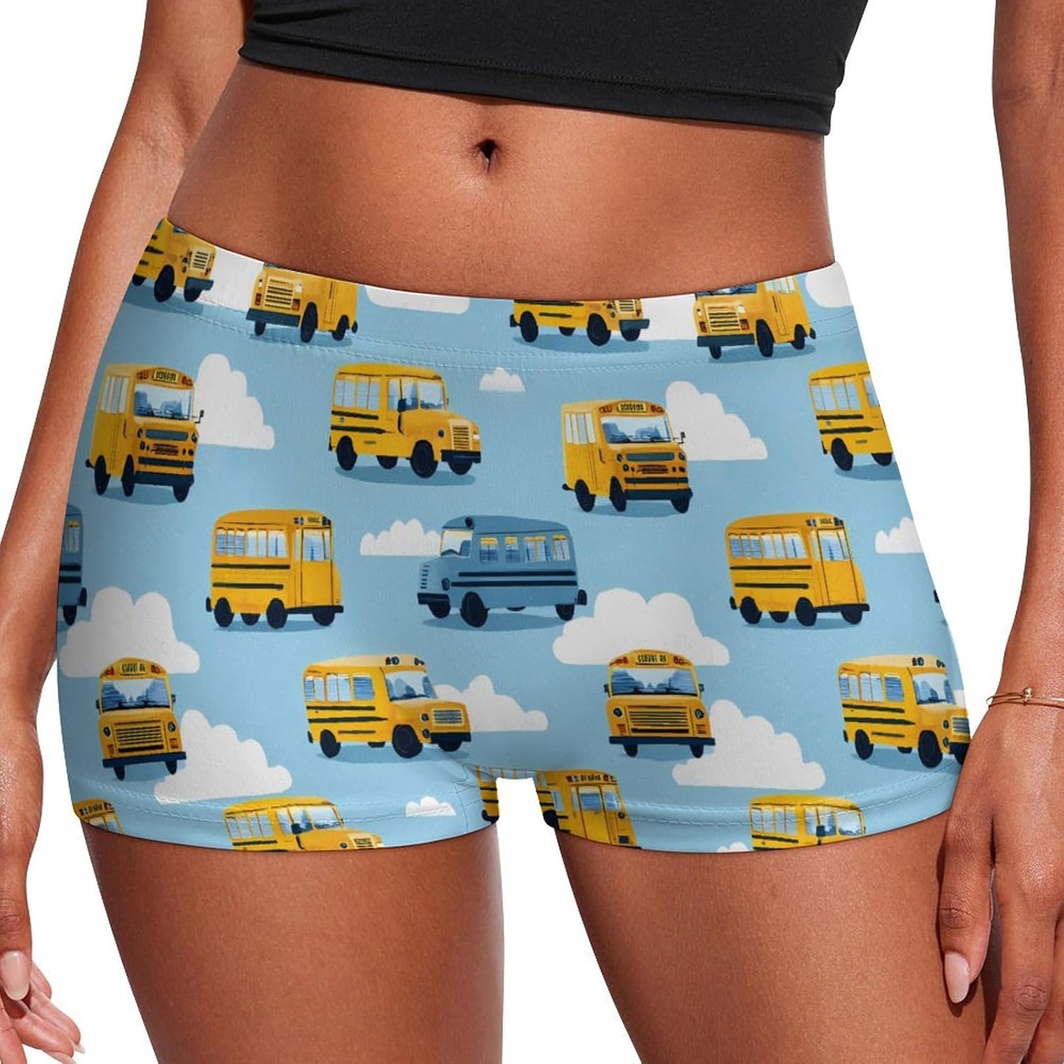 School1 Bus Pattern Fashion Women's Boxer Briefs Breathable Underpants Trunks Stretch Underwear