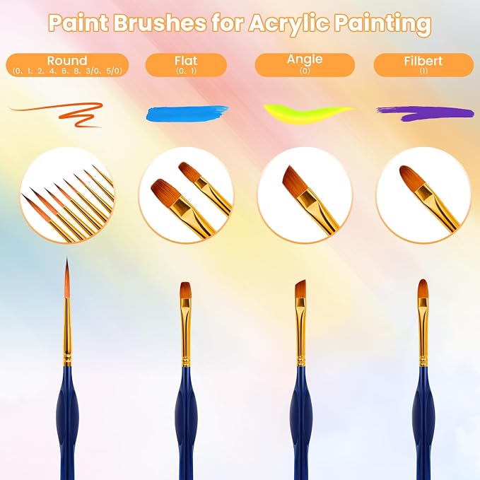 Pinceles Miniatura Hnncugty Set 12 pcs Azul para Acrílico, Óleo y Acuarelas miniatura 3