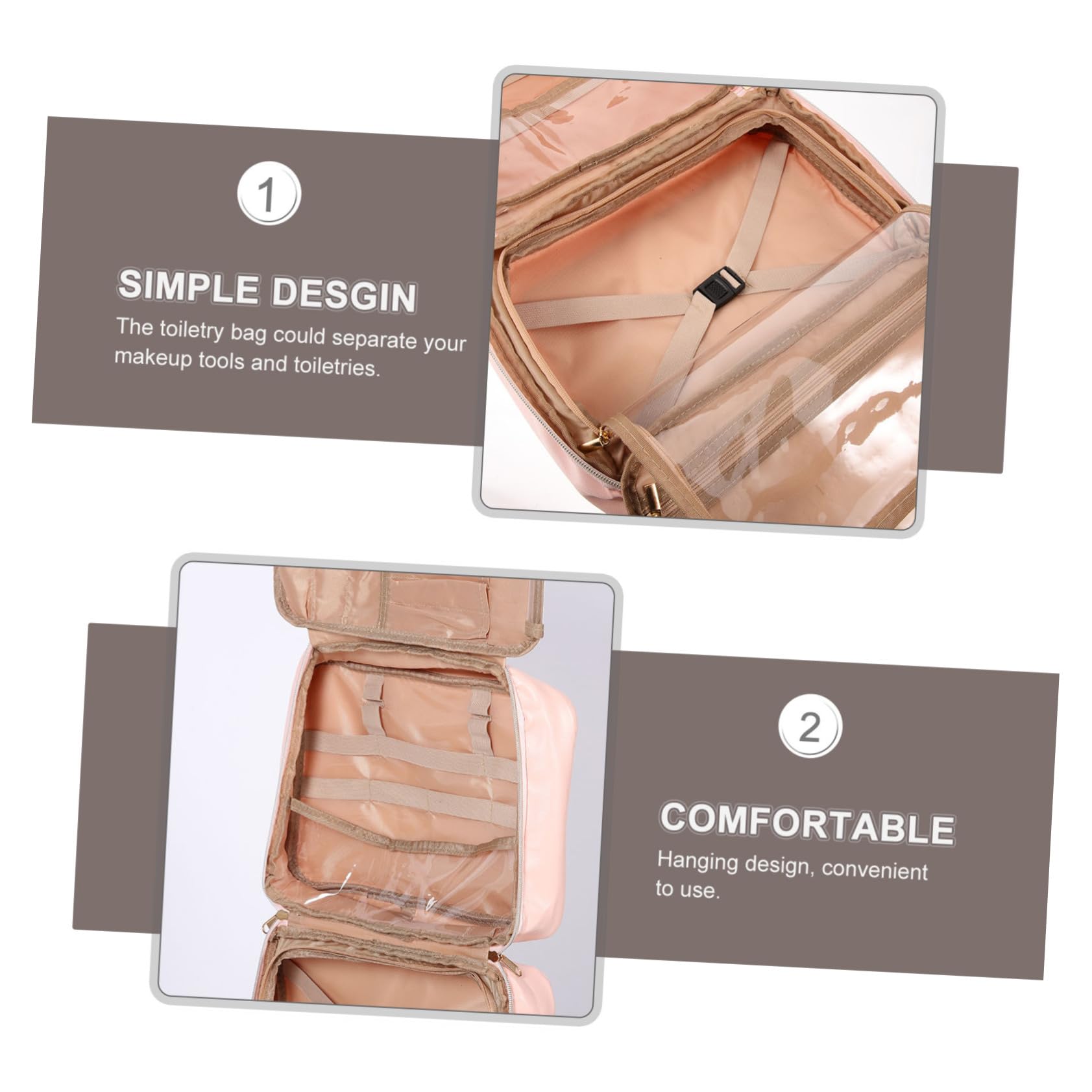 WOONEKY Borsa per Cosmetici Donna in Similpelle Organizer Cubo Scomparti Borsa da Viaggio per Articoli da Toeletta da Appendere Beauty Case