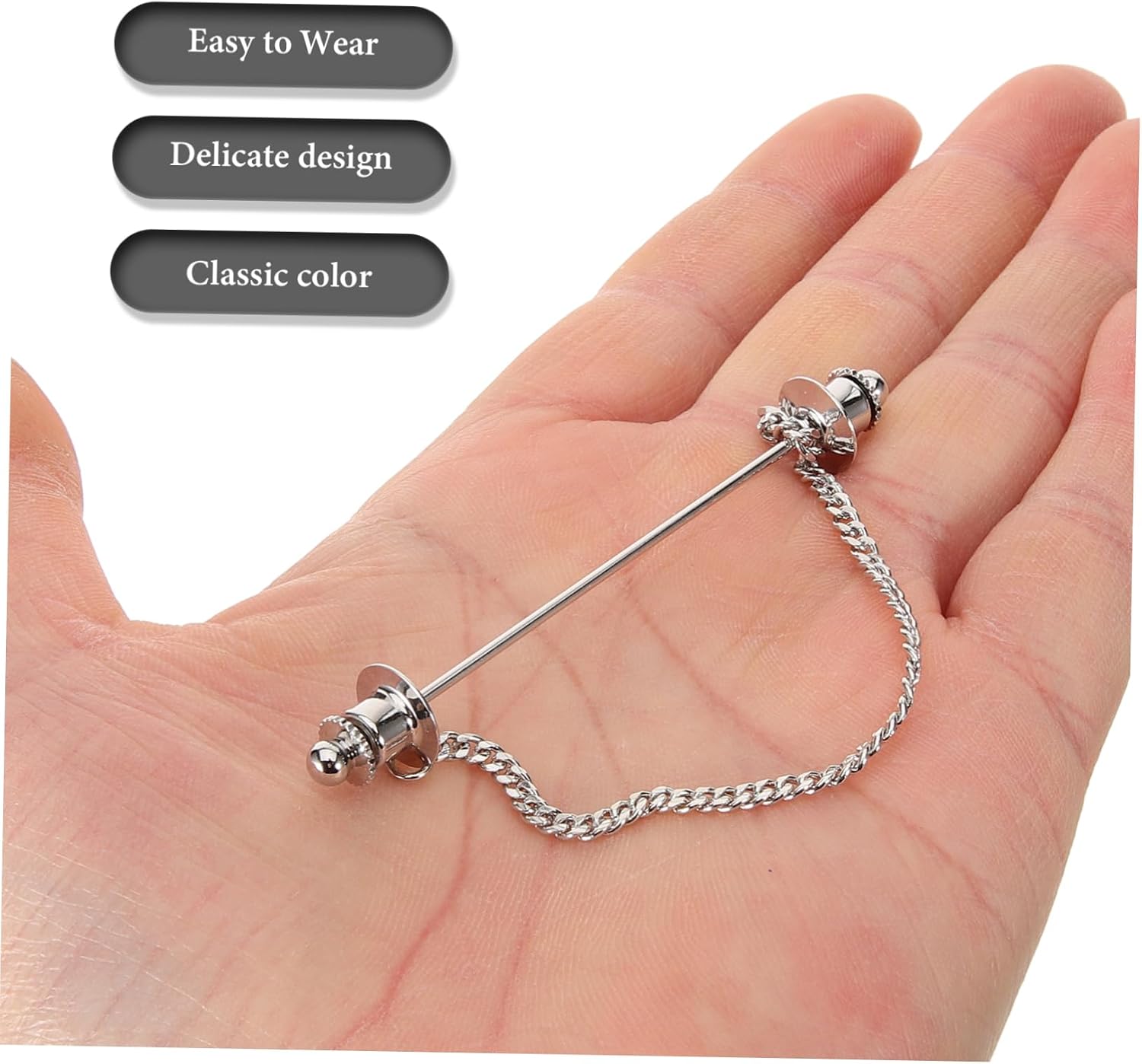 LIFKOME Men's Collar Pin Chain Elegant Necktie Pin for Parties Banquets and Festivals Sturdy Decorative Brooch for Shirts and Ties Design